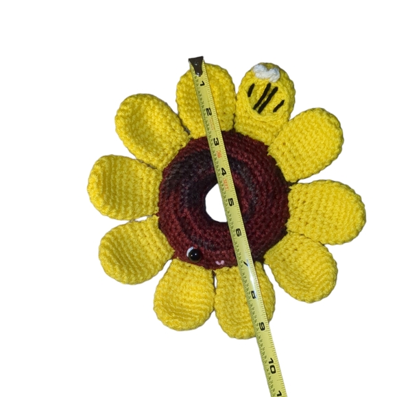 Sunflower Donut Ring Crochet Handmade Pin Cushion - Picture 3 of 3